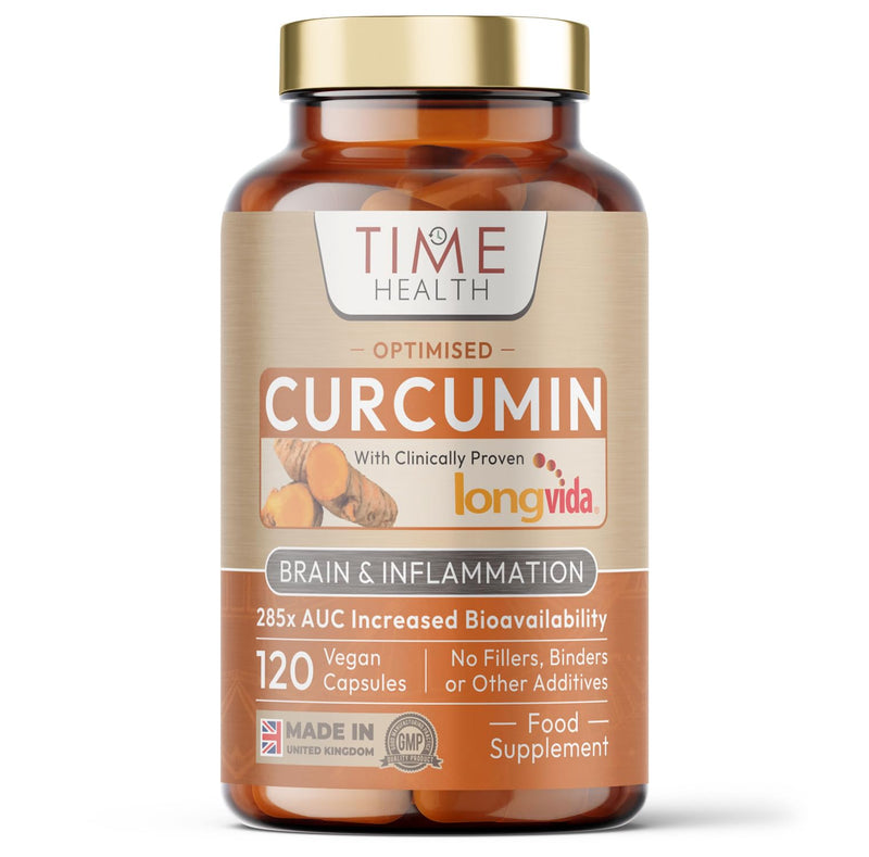 Longvida Curcumin - Clinically Studied - 285XAUC Increased Bioavailability - Vegan - Pullulan - UK Made - GMP Standards - Zero Additives 120 count (Pack of 1)