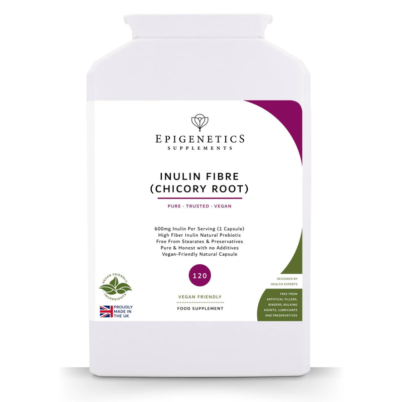 Inulin Fibre Supplement from Chicory Root | 120 Capsules | Prebiotic Gut Health Supplements | Increase Fibre Intake & Support Digestion | Vegan Friendly UK Made | 1 Capsule Daily 4 Months Supply