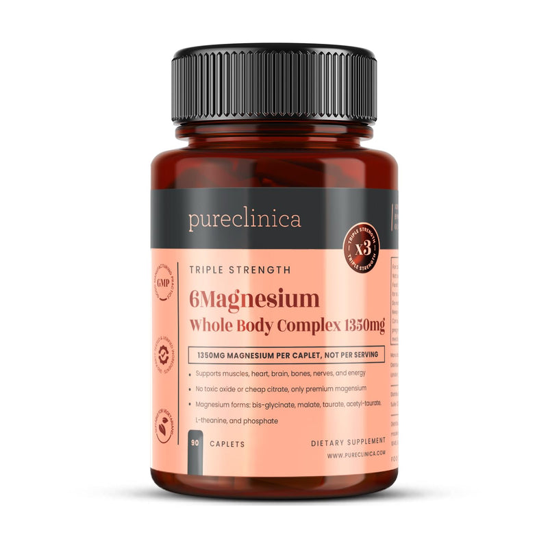 Triple Strength Magnesium Whole Body Complex 1350mg x 90 Caplets – 247mg Elemental Magnesium – 6 Superior Forms for Muscle, Heart, Brain & Bone Support – 3 Months Supply 90 count (Pack of 1)