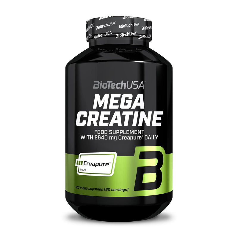 BioTechUSA Mega Creatine | Creapure® Creatine Monohydrate | High-Absorption Capsules | Lactose & Gluten-Free | 60-Day Supply | Ideal for Athletes & Active Adults | 120 mega Capsules