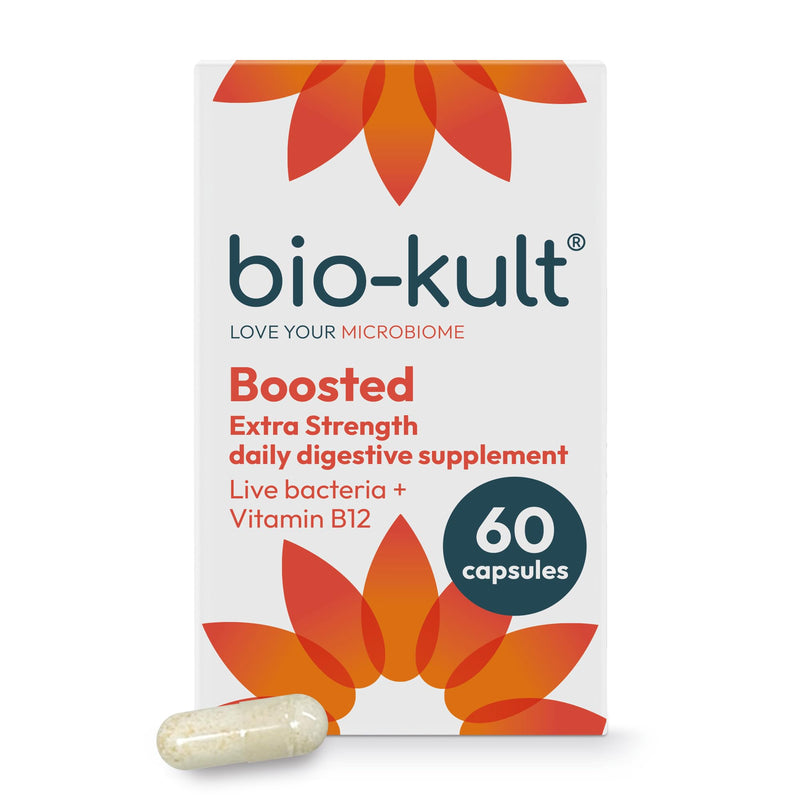 Bio-Kult Boosted Extra Strength Probiotic Supplement – 14 Live Bacterial Strains with Vitamin B12 | Gut Health & Digestive Support | Suitable for Travel, Antibiotics & Pregnancy | 60 Capsules