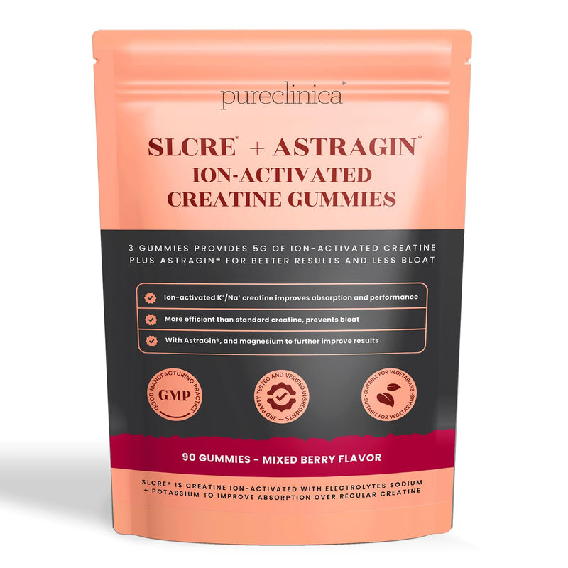 90 x SLCre® Creatine Gummies with AstraGin® – 5g Micronized Creatine Monohydrate per Serving – Full Month's Supply – Sugar-Free, No Bloat, Delicious Berry Flavor 90 count (Pack of 1)
