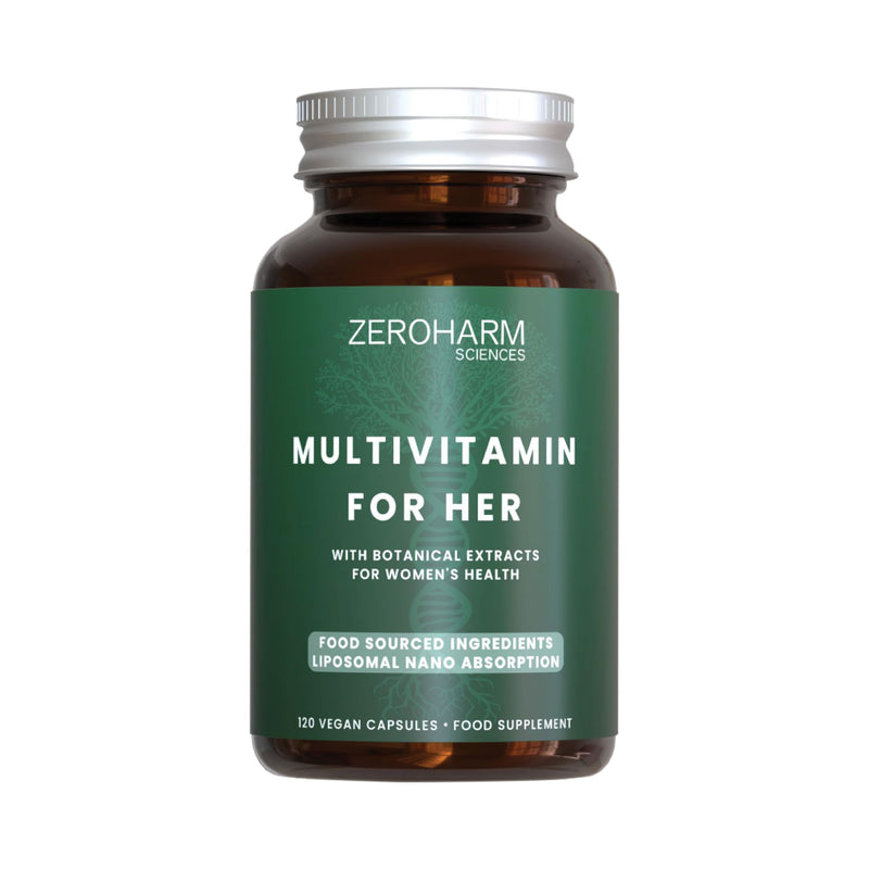 ZeroHarm Women’s Multivitamin – Plant-Based Formula with Vitamins A, B, C, D3, Iron & Zinc – Liposomal Absorption – Powered by Real Food Ingredients – 120 Vegan Capsules