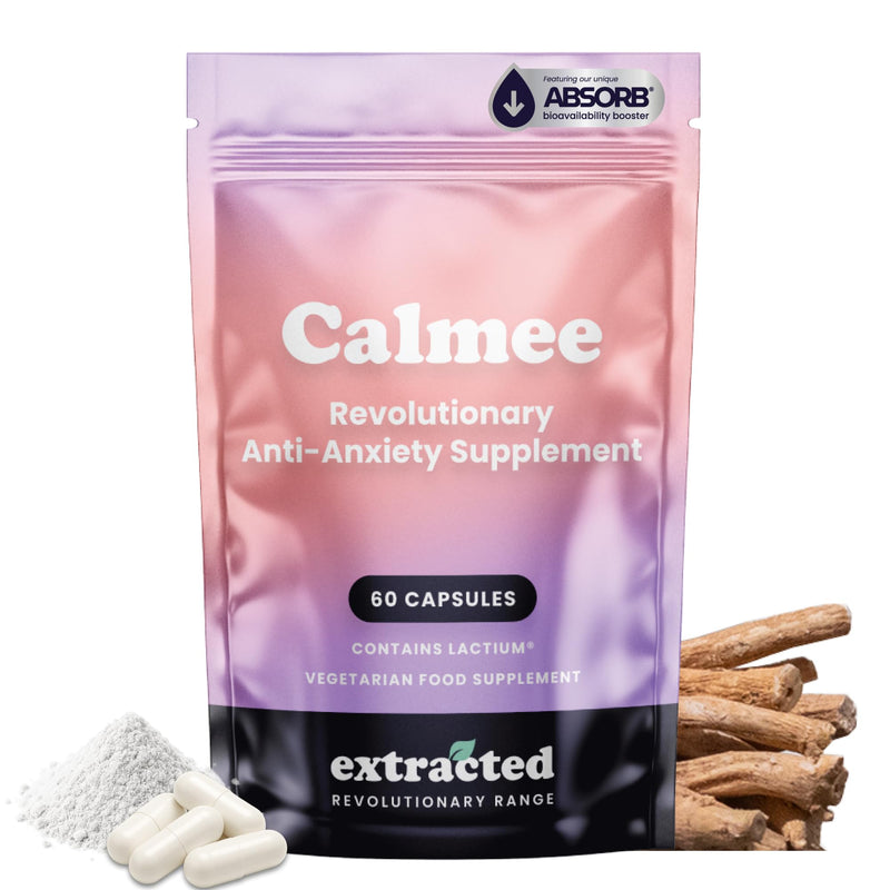 Calmee Natural Calm & Relaxation Support Supplement - 30-Day Supply - with Ashwagandha, Lactium, Holy Basil & Vitamin B6 for Normal Psychological Function, 60 Vegetarian Capsules 60 count (Pack of 1)