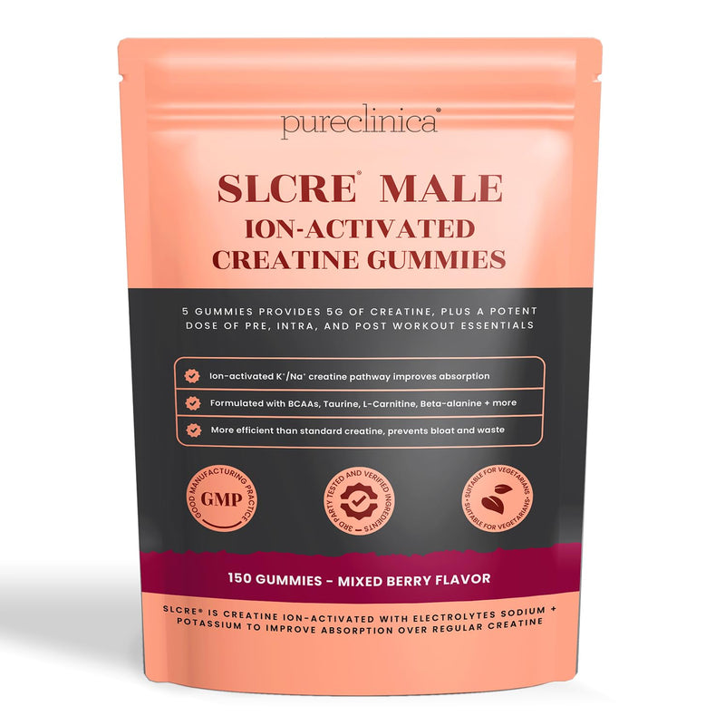 SLCre® Creatine Gummies for Men x 150 Gummies – 5g Micronized Creatine Monohydrate per Serving with BCAAs, L-Carnitine, Himalayan Salt & Betaine – Pre & Intra Workout Support – Enhanced Absorption 150 count (Pack of 1)