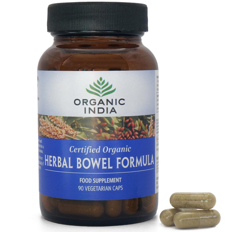 Organic India Herbal Bowel Formula - Organic Bael Leaf, Chandrashoor Seed & Psyllium Husk - Supports Digestive Balance & Regularity - Supplements for Men & Women - Vegan & Additive Free - 90 Capsules