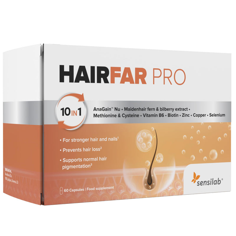 Hair Loss Supplement for Men and Women - Hair Growth Support, 60 Capsules Enhanced with AnaGain Nu, Biotin, Selenium, and Zinc - HairFAR PRO by Sensilab