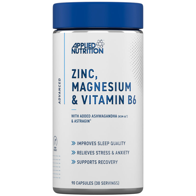 Applied Nutrition Zinc, Magnesium & Vitamin B6 with Ashwagandha Capsules - Natural Support for Hormonal Balance, Sleep Support & Stress Relief - 90 Capsules (30 Servings)