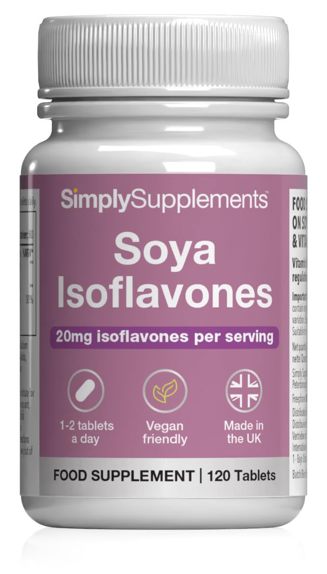 SOYA Isoflavones | Supports Hormonal Balance with Vitamin B6 | Potent Daily Formula | Vegan and Vegetarian Friendly | 120 Tablets = 2 Months’ Supply | Manufactured in The UK Unflavoured 1 count (Pack of 120)