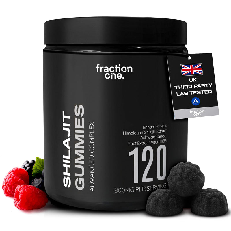 Fraction One Shilajit Gummies - 120 Gummies - with Himalayan Shilajit Extract, Ashwagandha & Vitamin B6 - Daily Wellness Support - Mixed Berry Flavour - Vegan Friendly - 60 Days Supply