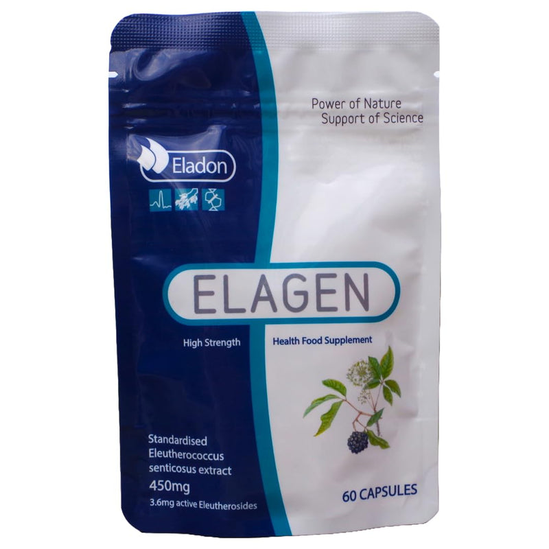 Elagen Siberian Ginseng Eleutherococcus Capsules – High Strength Standardised Extract 450 mg | 60 Vegetarian Caps | UK Made | Traditional Adaptogen for Energy & Wellbeing 60 count (Pack of 1)