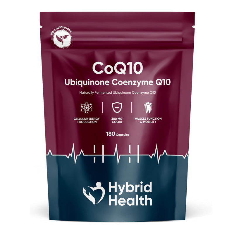 Hybrid Health Ubiquinone Coenzyme Q10 300 MG Supplement | 180 Vegan CoQ10 Capsules | Super Strength Vegan Friendly Naturally Fermented CoQ10 Supplement | Non-GMO | 6 Months Supply 180 count (Pack of 1)