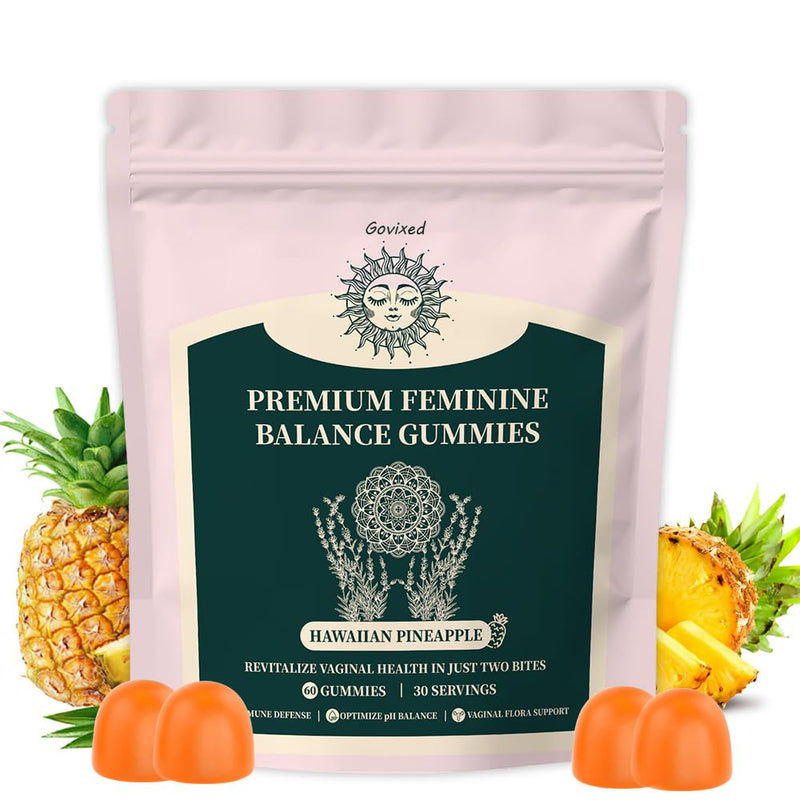 Feminine Balance Gummies for Women's Health, Premium Balance Gummies for pH Balance & Immune Support, Vegan & Low Sugar-Hawaiian Pineapple Flavor-60 Gummies