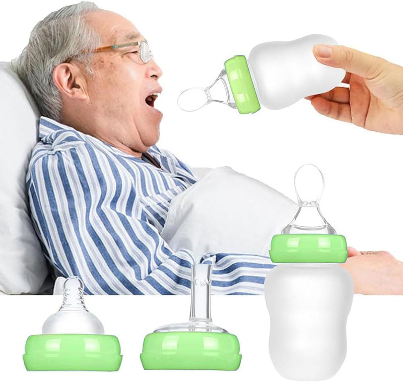 FakeFace Elderly Drinking Aids Feeding Cup Adult Disabled Sippy Cup Spill Proof Convalescent Patient Feeder 240ML (Green) Green