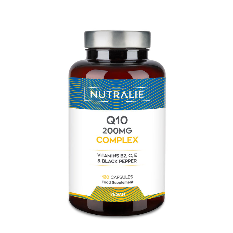 Coenzyme Q10 Complex 200mg - Vitamins C, E and B2 - with Black Pepper - 120 Capsules Coq10 - Ubiquinone Coenzyme Q10-120 Capsules Nutralie