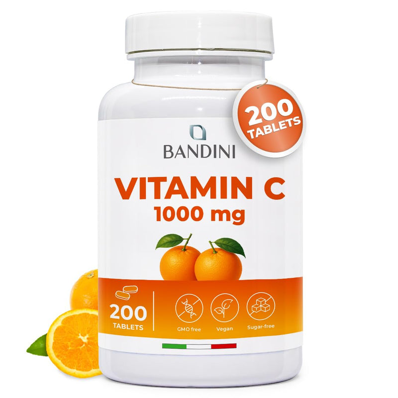 Bandini® Vitamin C 1000mg 200 Tablets (+6 Months) | Supports Immune System & Skin Health | High Strength for Healthy Bones, Nails, Hair | 100% Vegan L-Ascorbic Acid | Antioxidant Supplement, Non-GMO