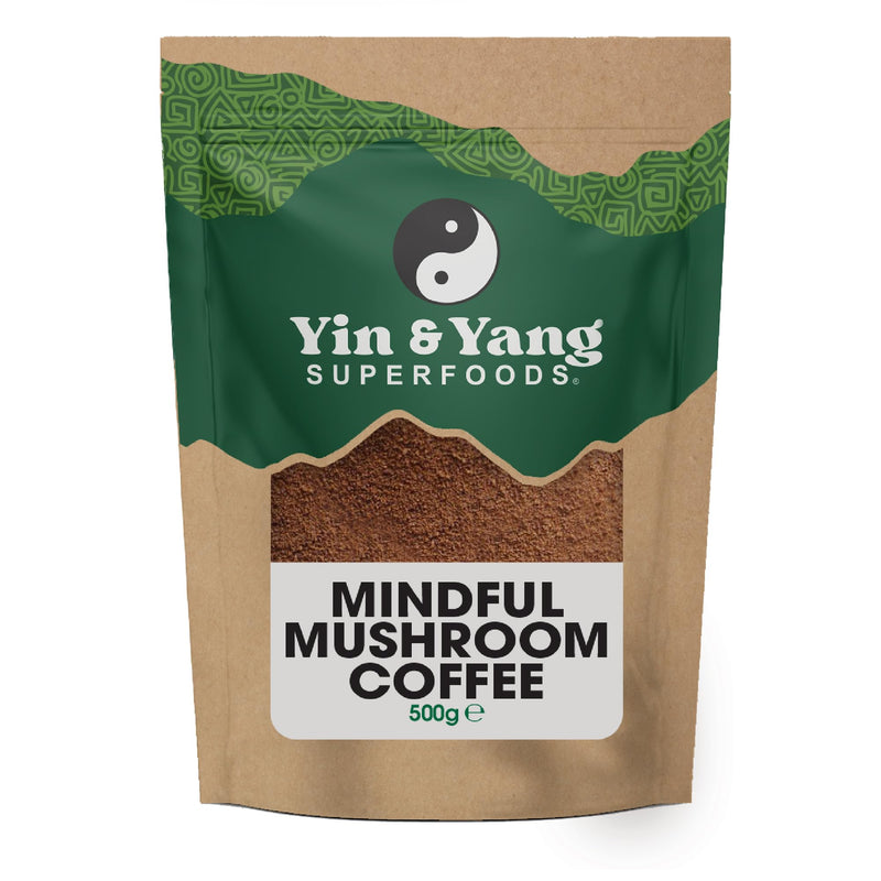 Mushroom Coffee 500g, by Yin & Yang Superfoods (100 Servings), Boost Focus & Immunity | Reishi, Lion's Mane, Brazilian Arabica Instant Coffee | Antioxidant Rich 500 g (Pack of 1)