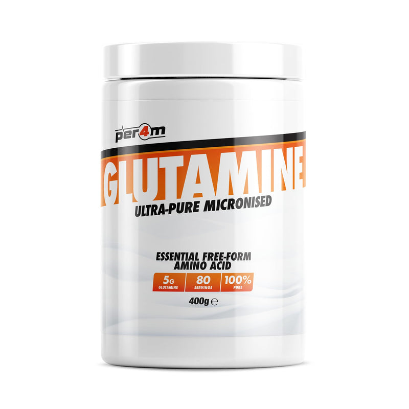 Per4m Ultra-Pure Micronised Glutamine | 5g L-Glutamine Essential Free Form Amino Acid | Supports Muscle Repair, Gut Health & Immunity | 80 Servings | 400g