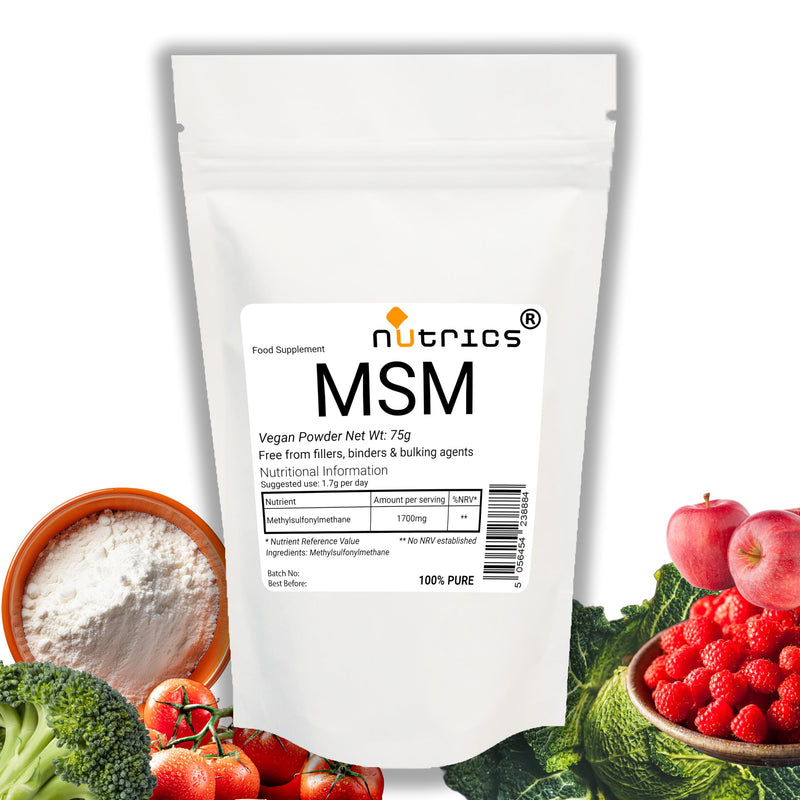 MSM Methylsulfonylmethane Sulphur Sulfur Supplement 75g Vegan Powder - Free from fillers, Binders & Bulking Agents 1 count (Pack of 1)