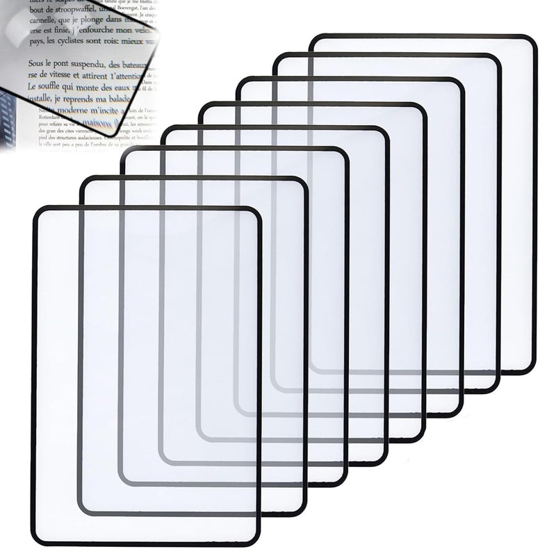 8 PCS 3X Page Magnifying Sheet for Reading, Ultra-Thin Lay-Flat Flexible PVC Page Magnifiers (7" X 4.7") Full-Page Magnifying Glass for Books, Maps, Small Print，Ideal for Seniors & Eye-strain