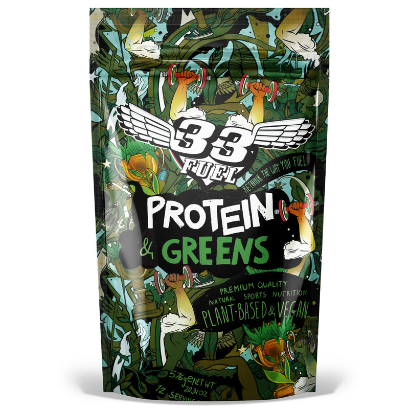 33Fuel Protein & Greens Powder – Natural, 20g Plant Protein, Organic Supergreens, Vegan, High-Fibre All-in-One Daily Nutrition – 576g Chocolate