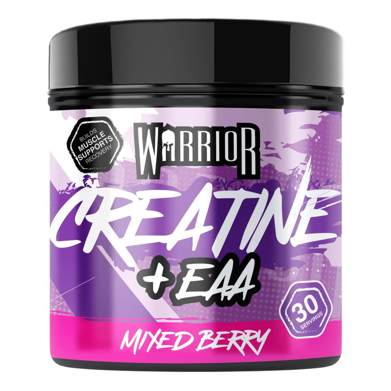 Warrior Creatine Monohydrate Powder + EAA 270g (30 Servings) – Pure Creatine with Essential Amino Acid Supplements for Muscle Recovery & Growth, Pre & Post Workout for Men & Women – Mixed Berry