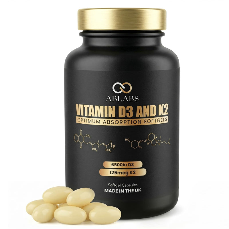 Vitamin D3 (6500iu) & Vitamin K2 MK7 (125μg) Premium Softgel I Ablabs I Made in UK I High-Strength (60) 60