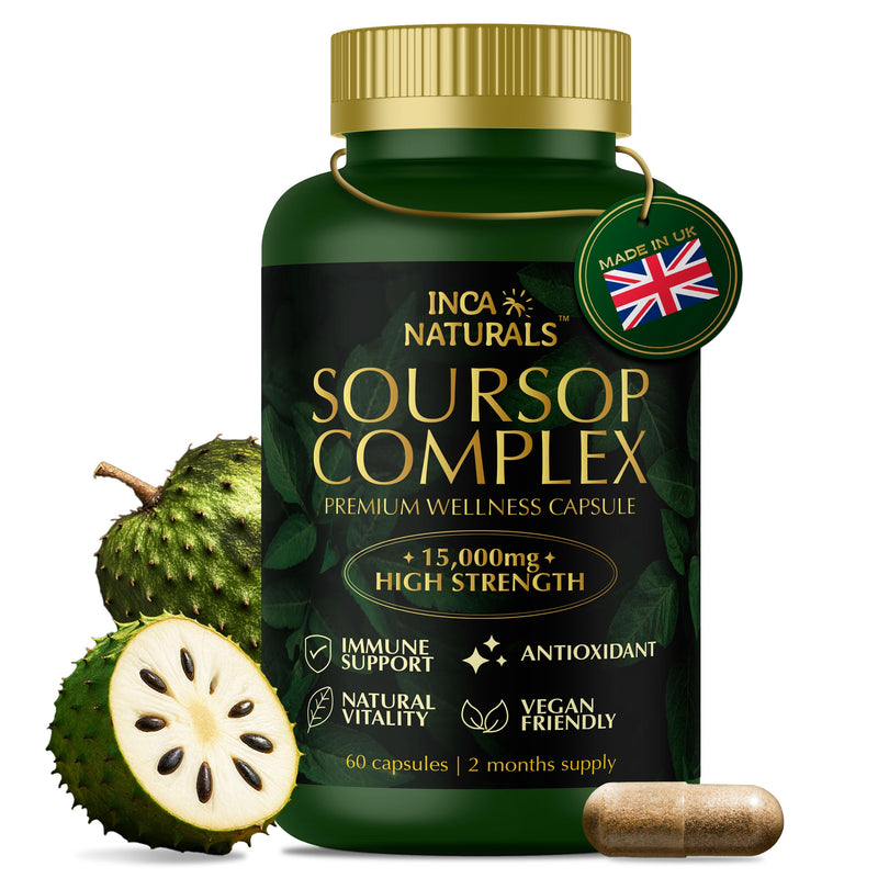 Soursop Graviola Capsules | Extra High Strength 15,000mg 30:1 Extract Per Serving & 40mg Vitamin C& 10mg zinc picolate | Potent Antioxidant, 2 Month Supply, Superfruit Supplement