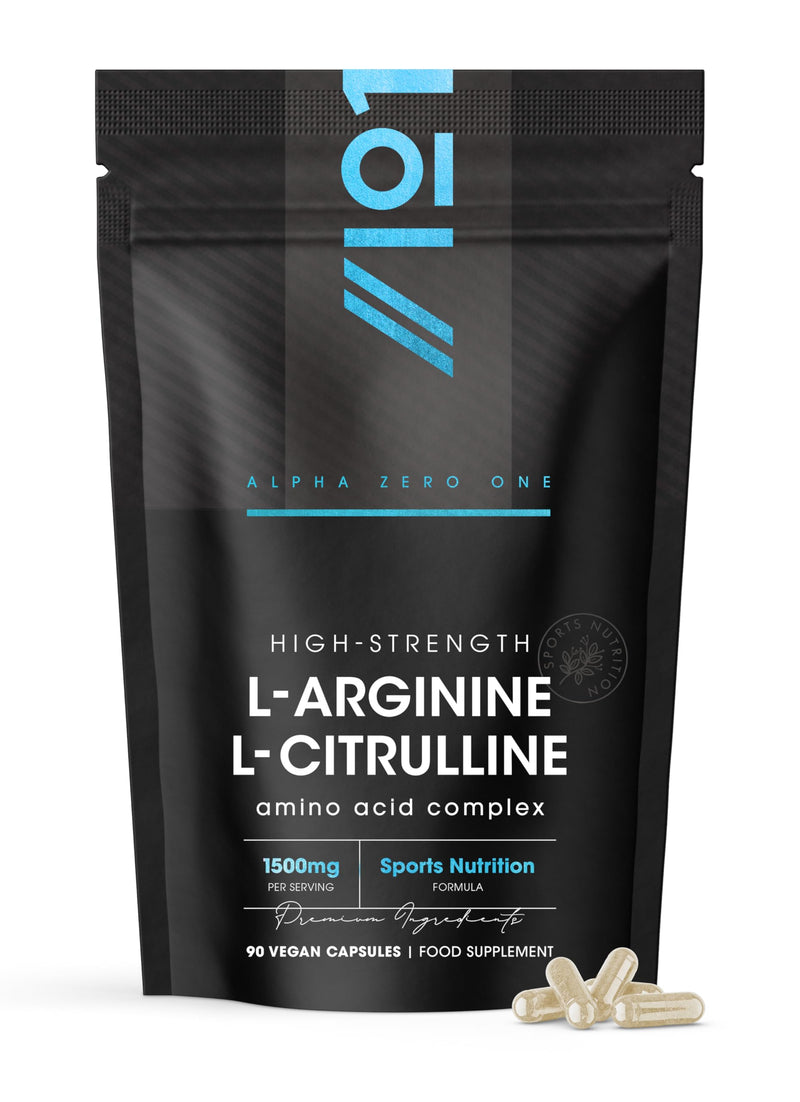 L Arginine and L Citrulline 1500mg – 90 Vegan Capsules – Amino Acids Supplements for Men and Women – Resealable and Recyclable Pouch by Alpha01