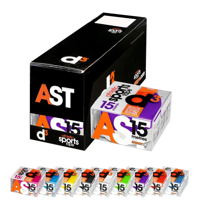 D3 AST Athletic Sports Tape Dual Roll Purple/White 12.5mm + 25mm x 15m (6 Pack) Hand Tearable Zinc Oxide Joint Support Finger Thumb Wrist Strapping Jiu Jitsu Climbing Rowing BJJ 6 Rolls