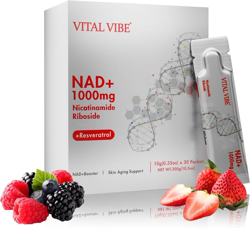 Liposomal NAD+ Trans-Resveratrol 1000mg - High Absorption Liquid for Energy Booster & Anti-Aging - Nicotinamide Riboside Alternative - Skin Aging Support, Energy and Focus - 30 Sticks (1 Month Supply) 1
