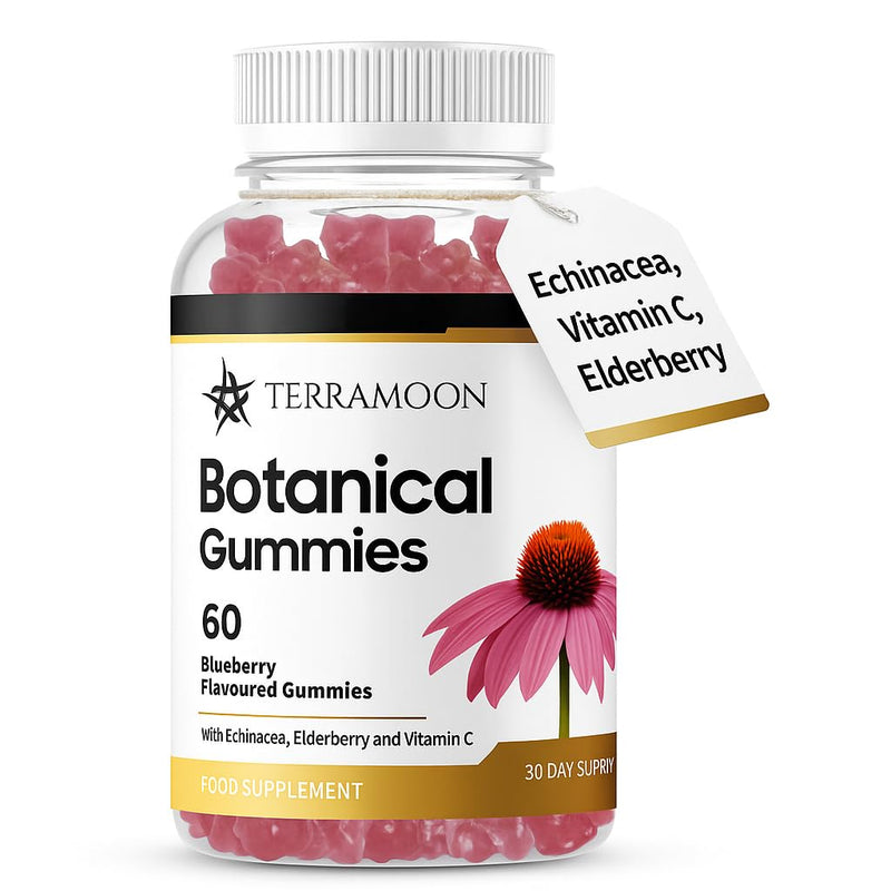 Botanical Gummies, 60 Blueberry Flavoured Gummies with Echinacea, Elderberry and Vitamin C, 30 Day Supply