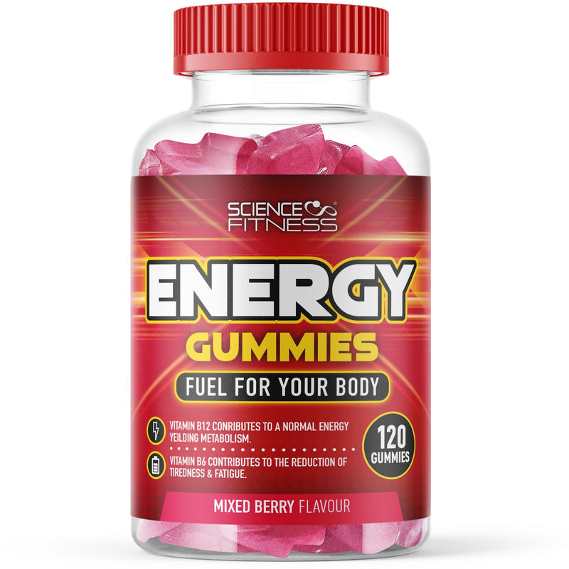Energy Gummies |120 Mixed Berry Flavour Gummies from Science Fitness Brand |4 Months Supply 120