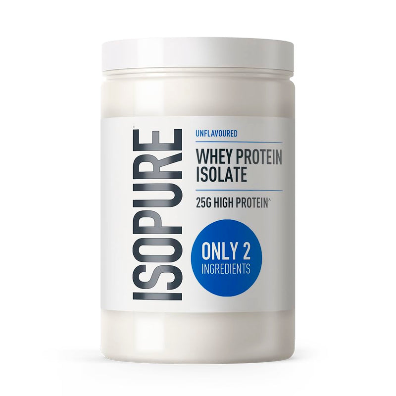 Isopure Unflavoured Whey Protein Isolate Powder, High in Protein with 25 g per Serve, Low in Sugar, No Artificial Flavours or Sweeteners, Made with Only 2 Ingredients, 435 g
