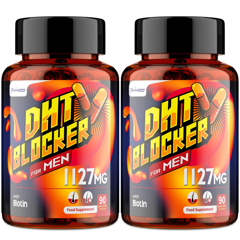 DHT Blocker for Men 1127mg, Advanced Hair Growth Supplement in Liquid-Filled Capsules, with Biotin, Vitamins & Herbal Complexes, High Absorption (90 Count (Pack of 2)) 90 count (Pack of 2)