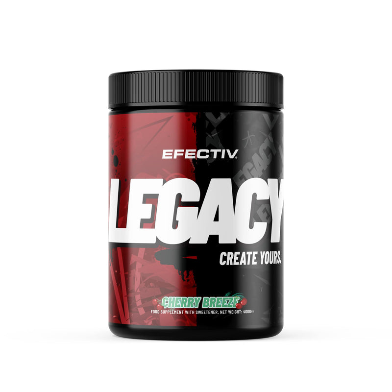 Efectiv Nutrition Legacy | High Caffeine Powerful Pre Workout for Advance Users | Supports Energy, Pump, Focus and Performance | Seven Trademarked Ingredients | 40/20 Servings (Cherry Breeze) Cherry Breeze
