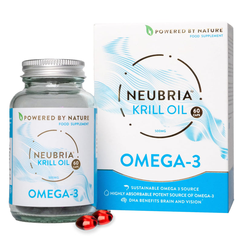 Neubria Krill Oil Omega-3 Capsules High Strength 1000mg | EPA & DHA with Marine Phospholipids, Astaxanthin & Choline | Antarctic Krill Oil | Cod Liver & Fish Oil Alternative | 60 Softgels HIGH POTENCY 1000 MG