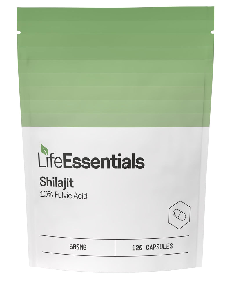 Life Essentials Pure Shilajit Capsules 500mg - High Strength Himalayan Shilajit Essence Supplements for Men & Women - Natural Energy & Vitality Support - 120 Veggie Capsules