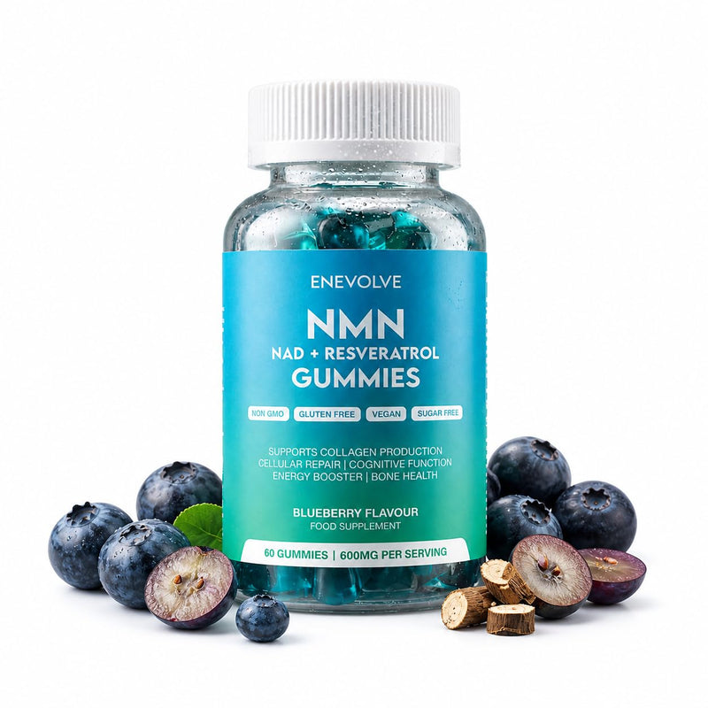 NAD Gummies with Resveratrol – NAD+ Support Supplement 600mg – Energy, Cellular Health & Healthy Ageing Support – Vegan, Sugar-Free – 60 Count Blueberry Gummies