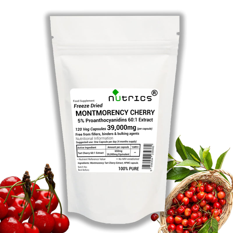 39,000mg (per Capsule) 120 V Capsules Montmorency Tart Cherry Extract 5% Proanthocyanadins (4 Months Supply) - Pure, No fillers Binders or Bulking Agents (120)