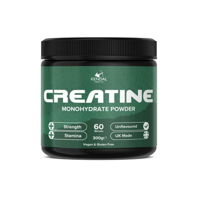 KMC Creatine Monohydrate Powder, 100% Pure UK Made, 300g, 60 Servings, 5g serving, Unflavoured, Easy Mix, Vegan Gluten Free -Supplement for performance, strength workouts & cognition by Kendal Mint Co