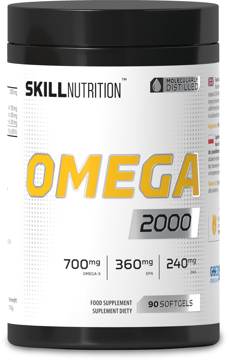 Skill Nutrition Omega 2000-90 softgels | 2000 mg Omega-3 Fish Oil | 800 mg EPA + 400 mg DHA per Serving | Ultra-Pure | No Fishy Aftertaste | Supports Heart, Brain, Vision 90 count (Pack of 1)