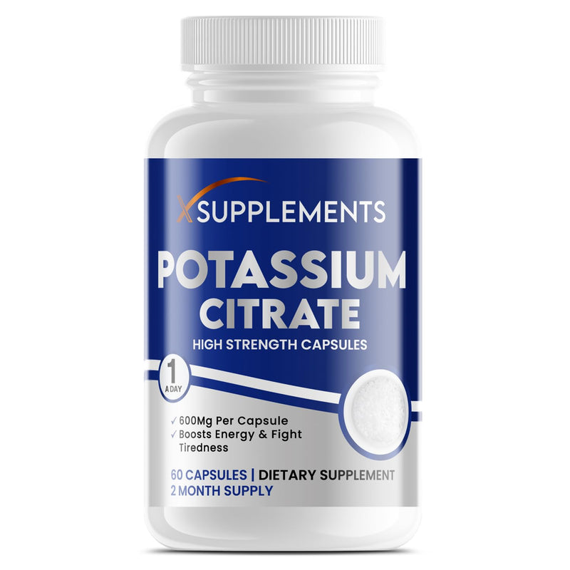 Potassium Citrate Capsules | 600mg Per Serving | 60 Vegan Capsules | 2 Month Supply | High Strength Potassium Supplements for Kidney Health | Muscle & Nerve Function