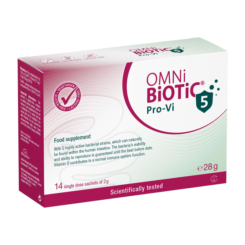 OMNi BiOTiC Pro-Vi 5 | 5 Bacterial Strains Combined with Vitamin D for Your Immune System | Probiotic Powder | 14 Sachets | Vegetarian | Gluten-Free | Lactose-Free | for Daily use
