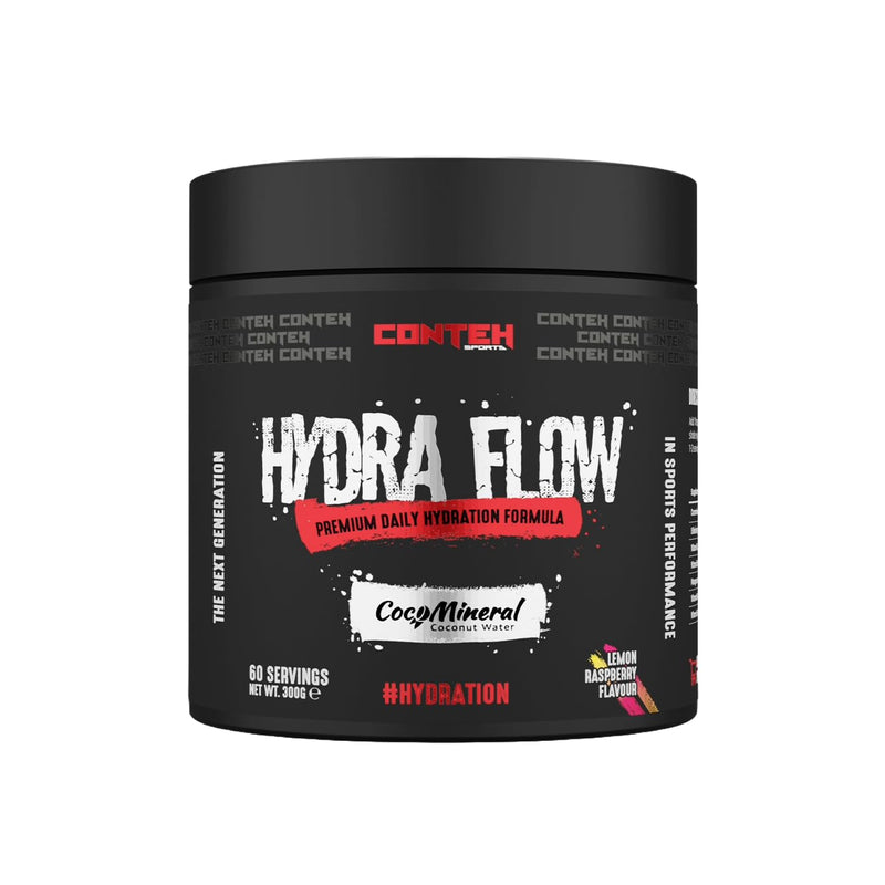 Conteh Sports Hydra Flow Electrolyte Powder - Daily Hydration with Vitamins & CocoMineral - Lemon & Raspberry - 30 Servings Lemon Raspberry