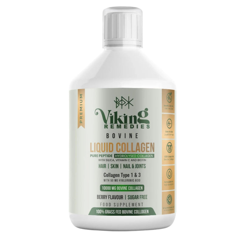 Bovine Collagen Liquid 10,000mg – Type I & III Hydrolysed Collagen – 500ml – Grass-Fed, Sugar-Free, Tasteless – Skin, Joint & Bone Support – Made in Sweden