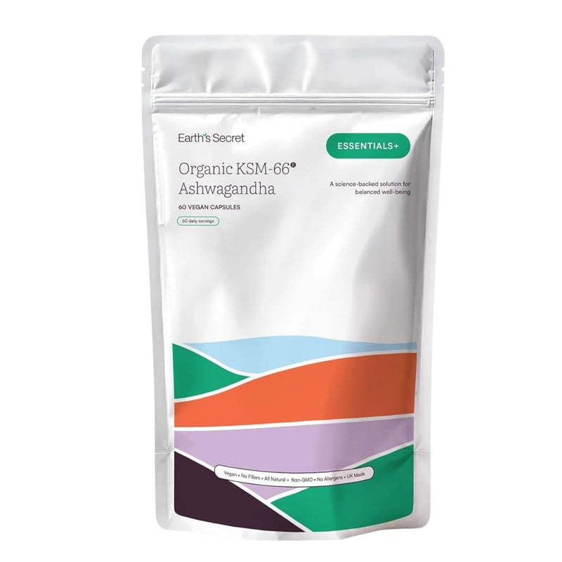 Earth's Secret KSM-66® Ashwagandha Capsules 300mg - Full-Spectrum Root Extract - Supports Calm, Emotional Balance, Mental Focus, Restful Sleep - Made in UK - 2 Month Supply - 60 Vegan Capsules