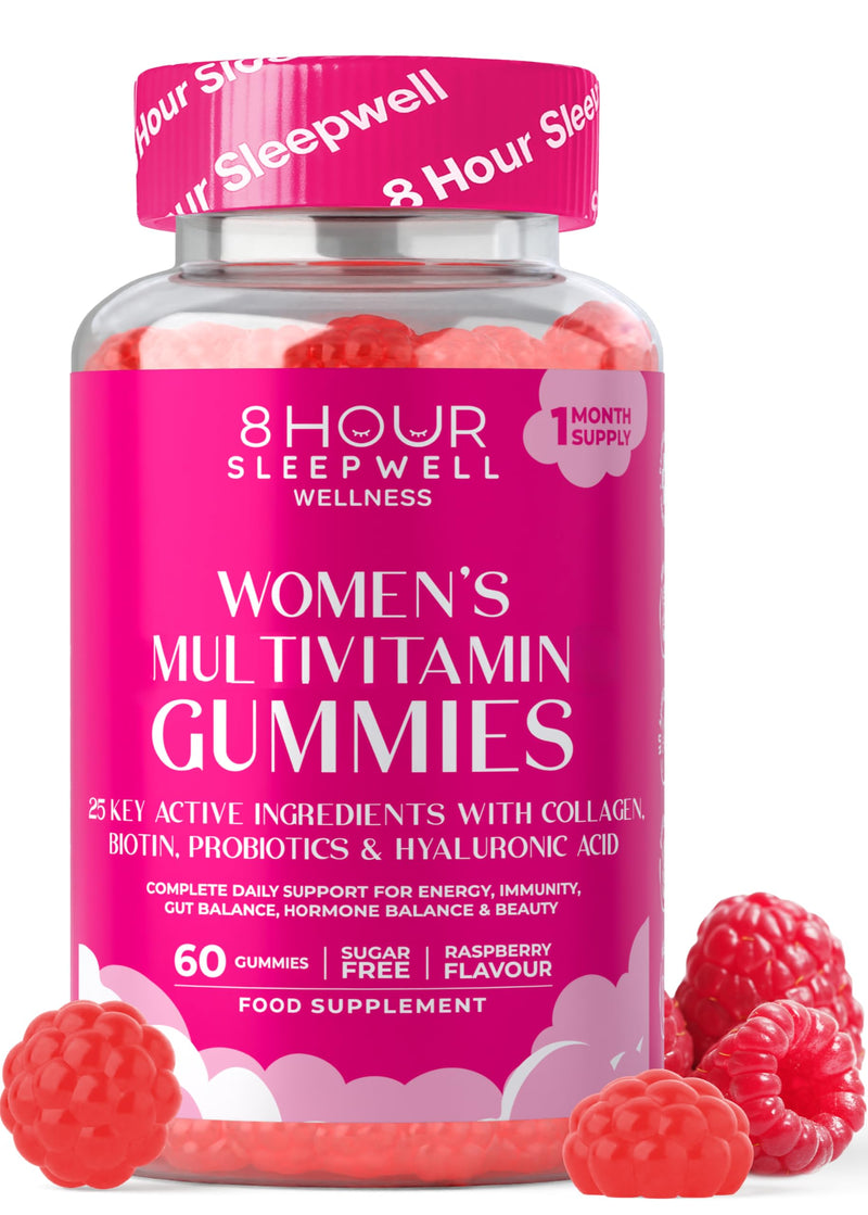 Women’s Multivitamin Gummies – 25 Essential Vitamins, Minerals & Probiotics | with Marine Collagen, Hyaluronic Acid, Biotin, Folic Acid, B5, B6, B12, C & D3 | Sugar-Free & Gluten-Free | 1 Month Supply