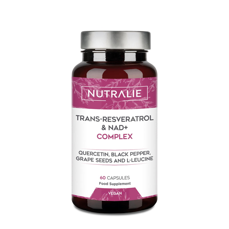 Trans Resveratrol NAD+ 686mg Complex - Quercetin Piperin Grapeseed and L-Leucine - 60 Capsules Nutralie