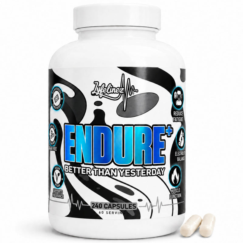 Endure+ Multi-Pathway Lactic Acid Buffer & Electrolyte Complex for Hybrid Athletes | Aquamin® Marine Minerals, Magnesium, B12 & Ginger | Muscle Function, Hydration, Fatigue Resistance | 240 Capsules